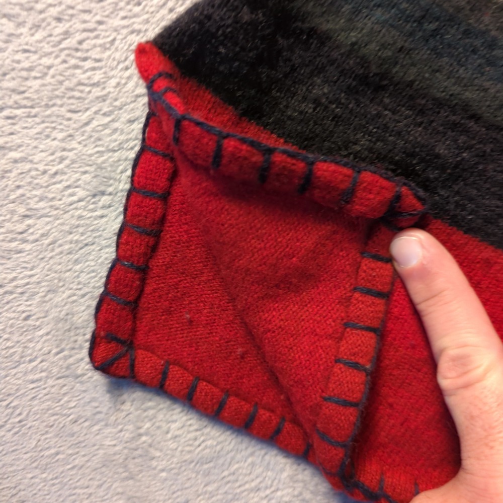 Vintage 90s Lauren Ralph Lauren Sweater Mens XL Red Green Striped Lambswool - Picture 3 of 11